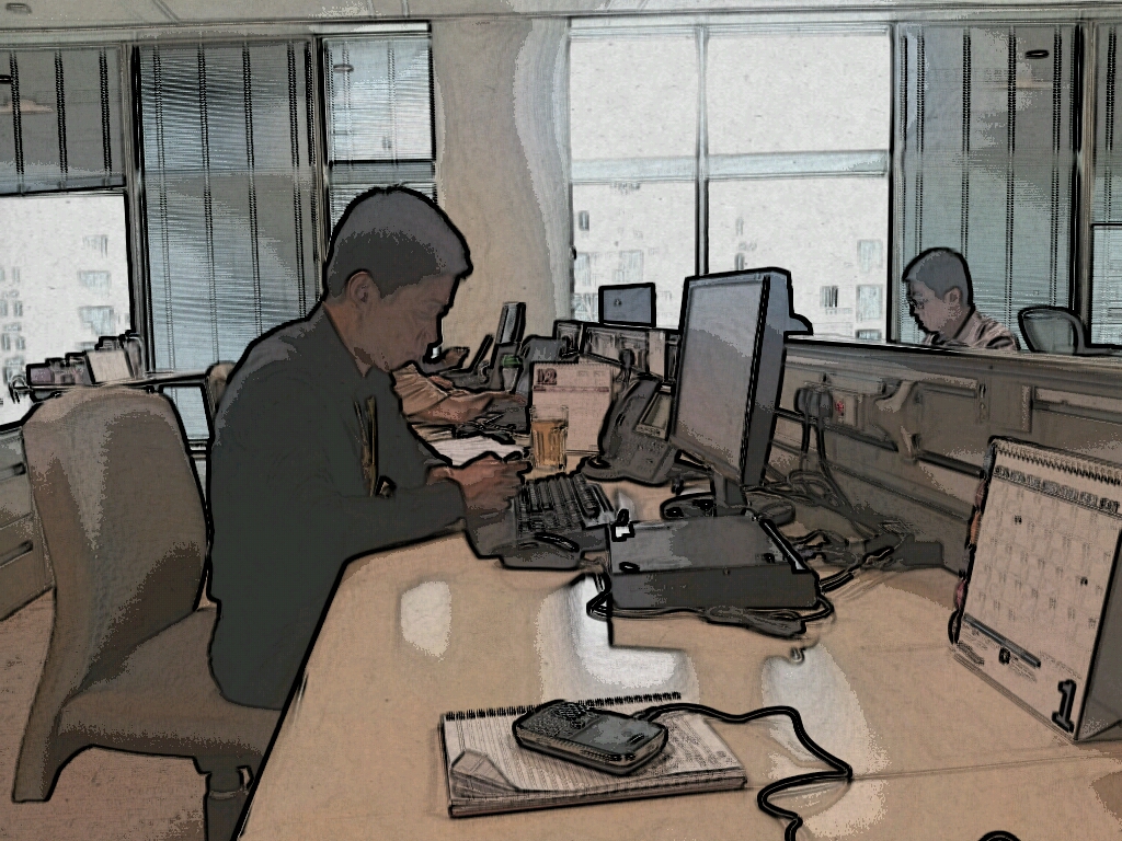 Shot of my colleague with paper camera app!