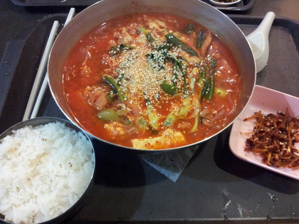 Lunch! Korean spicy chicken soup!!!
