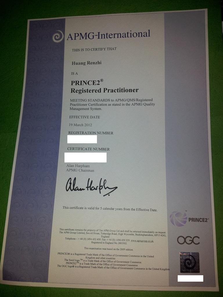 Yay! I am PRINCE 2 certified!!! =)