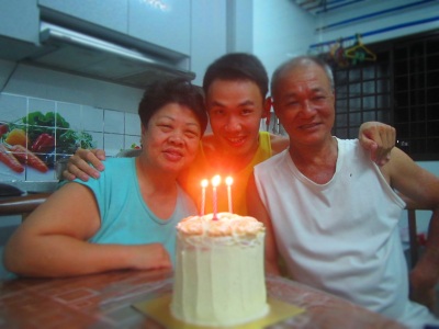 With my mum and dad. =)